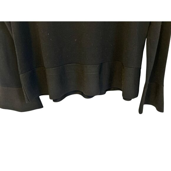 Ann Taylor 2-Tone Black Scoop Neck Long Sleeve Ruffle Hem Top Womens Size M - Picture 6 of 8